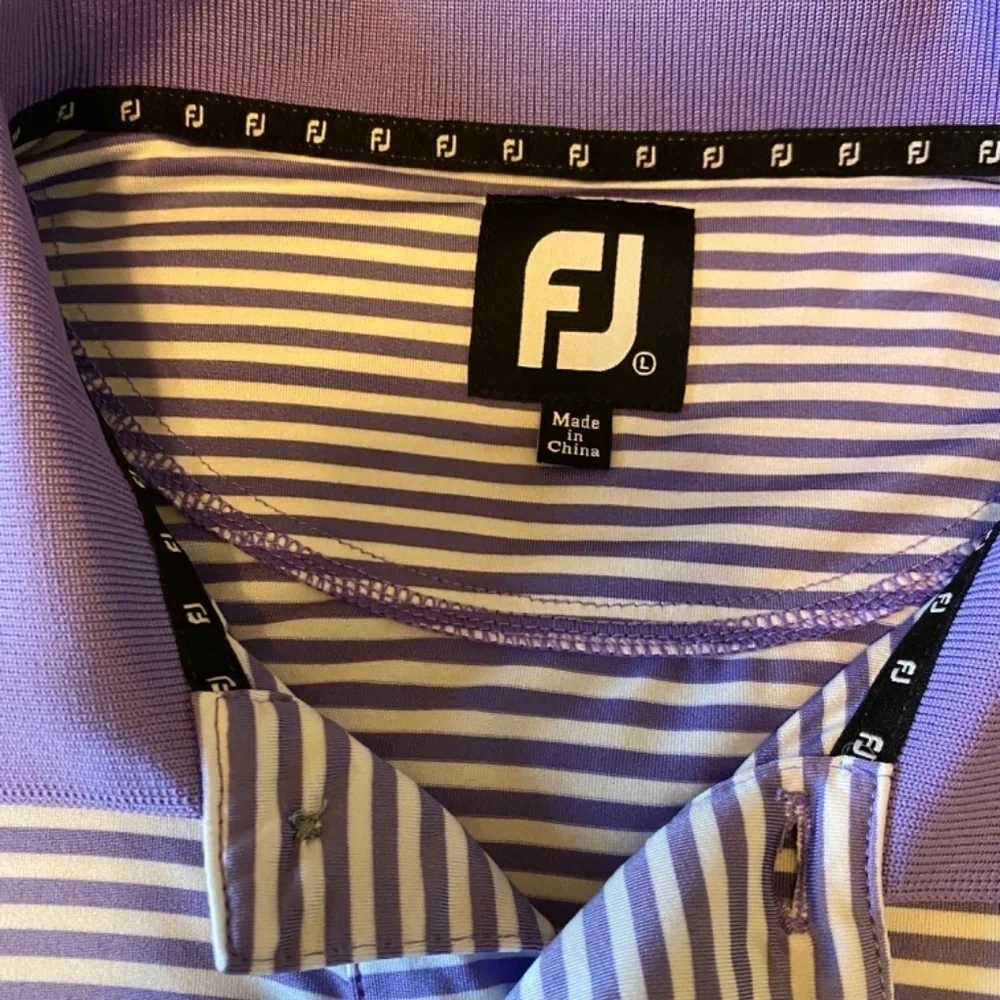 FootJoy Polo Golf Shirt- Men’s Size Large -Purple Stripes - Picture 3 of 10